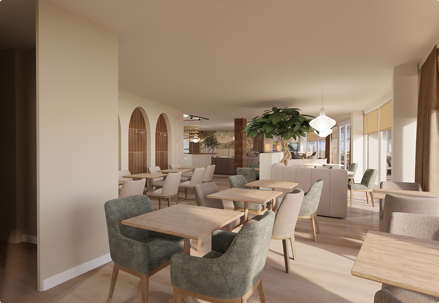 Interieur van restaurant La Riva